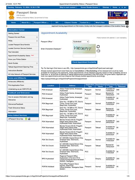 Appointment Availability Status .